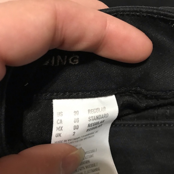 American Eagle Outfitters Distressed Jeggings Super Stretch Size 00 Black Jeans - Picture 7 of 10